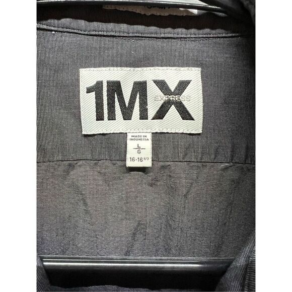 Express 1MX Mens Charcoal Gray Extra Slim Fit Long Sleeve Button Up Dress Shirt - Picture 6 of 9